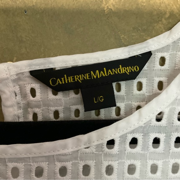 Catherine Malandrino Cotton Pointelle and Lyocell Sleeveless Top - Picture 3 of 6